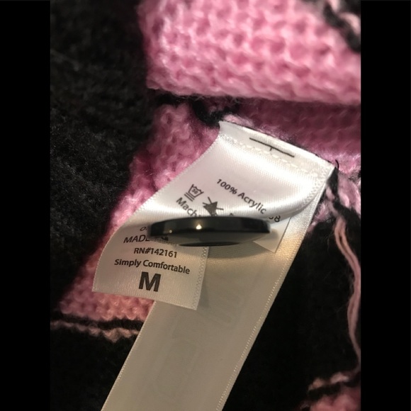 Lularoe Stripe Lucille Cardigan Button Pink/Black - Picture 8 of 13